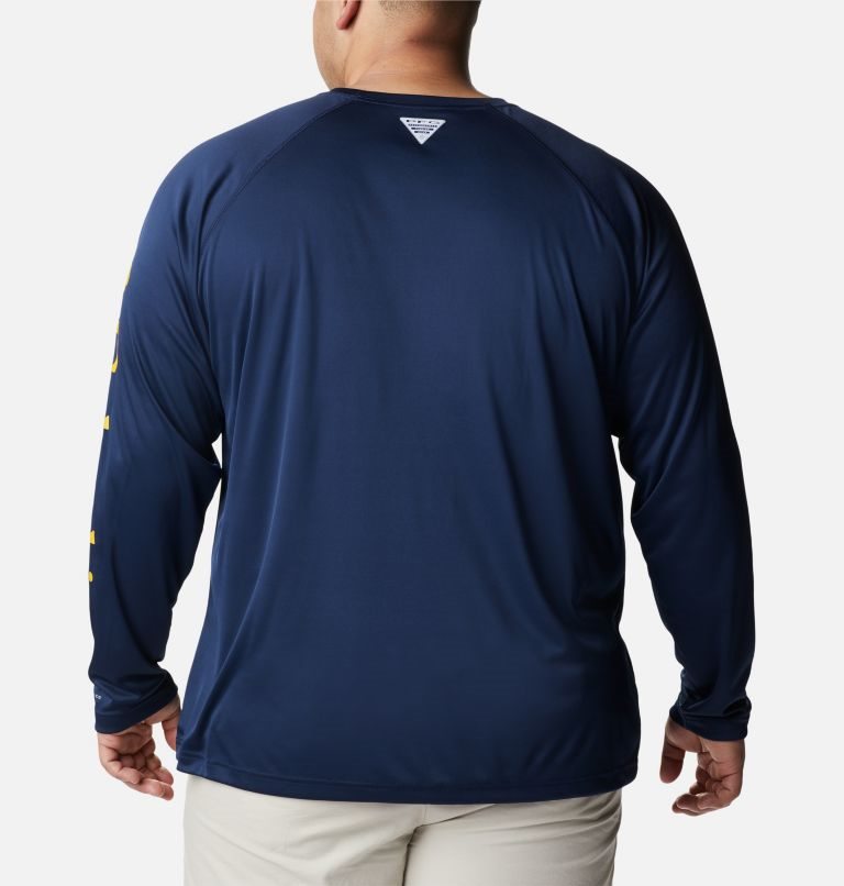 Hanorace Columbia Collegiate PFG Terminal Tackle Long Sleeve - West Virginia Barbati Bleumarin | Plus Size IC0S8A1QM